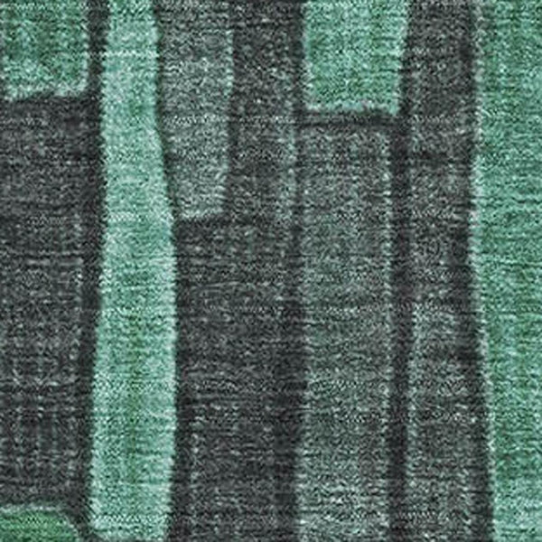 HomeRoots 8' Sage Gray and Teal Striped Area Rug - Durable, Washable, UV-Protected for Homes with Kids & Pets 692884