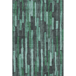 HomeRoots 9' Sage Gray and Teal Striped Washable Area Rug – Durable, Stain-Resistant, UV Protected for Homes 692885