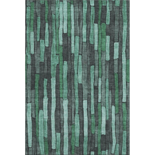 HomeRoots 9' Sage Gray and Teal Striped Washable Area Rug – Durable, Stain-Resistant, UV Protected for Homes 692885