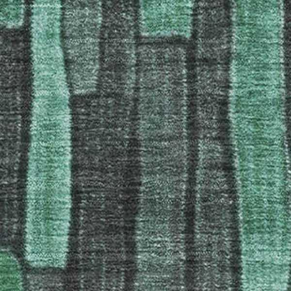 HomeRoots 9' Sage Gray and Teal Striped Washable Area Rug – Durable, Stain-Resistant, UV Protected for Homes 692885