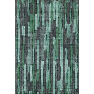 HomeRoots 10' Sage Gray and Teal Striped Washable Area Rug with UV Protection for Stylish, Durable Living Spaces 692886