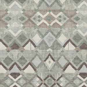 HomeRoots 5' X 8' Modern Sage Ivory Taupe Geometric Washable Area Rug with UV Protection & Stain Resistance 692900