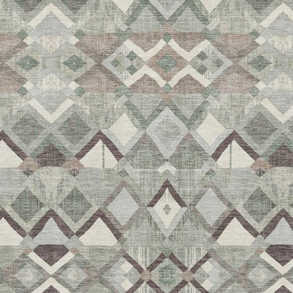 HomeRoots 5' X 8' Modern Sage Ivory Taupe Geometric Washable Area Rug with UV Protection & Stain Resistance 692900
