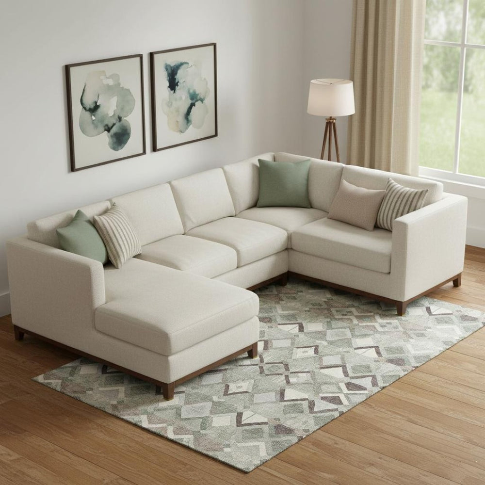 HomeRoots 9' X 12' Stylish Sage Ivory Taupe Geometric Area Rug - Washable, UV Protected, Durable for Any Space 692903