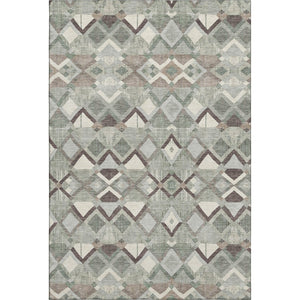 HomeRoots 9' X 12' Stylish Sage Ivory Taupe Geometric Area Rug - Washable, UV Protected, Durable for Any Space 692903