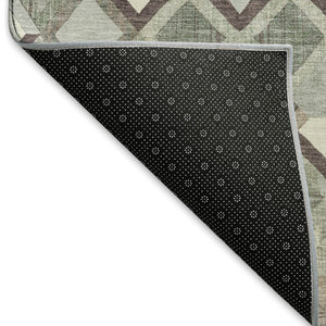 HomeRoots 9' X 12' Stylish Sage Ivory Taupe Geometric Area Rug - Washable, UV Protected, Durable for Any Space 692903