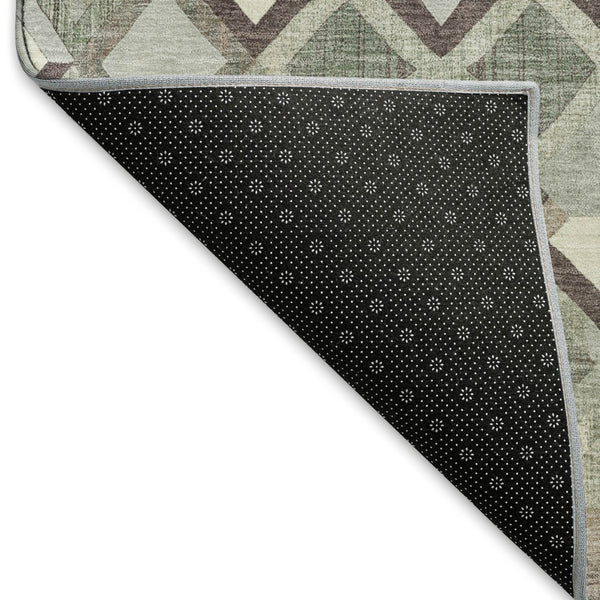HomeRoots 9' X 12' Stylish Sage Ivory Taupe Geometric Area Rug - Washable, UV Protected, Durable for Any Space 692903