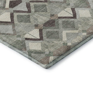 HomeRoots 9' X 12' Stylish Sage Ivory Taupe Geometric Area Rug - Washable, UV Protected, Durable for Any Space 692903