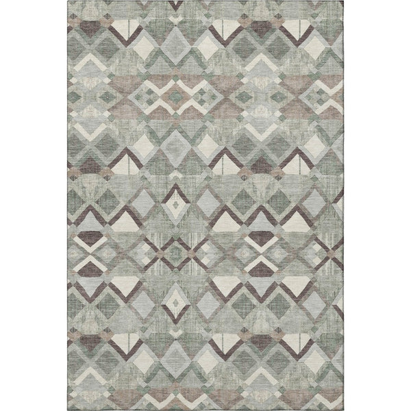 HomeRoots 9' X 12' Stylish Sage Ivory Taupe Geometric Area Rug - Washable, UV Protected, Durable for Any Space 692903