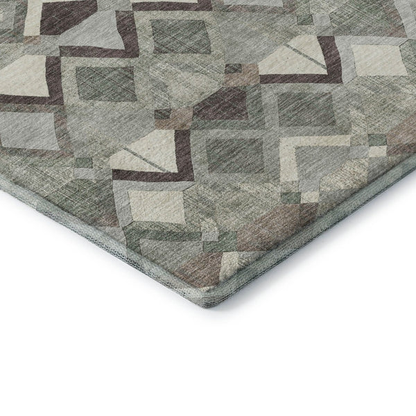 HomeRoots 10' X 14' Sage Ivory Taupe Geometric Area Rug - Washable, Stain-Resistant & UV Protected Design 692904