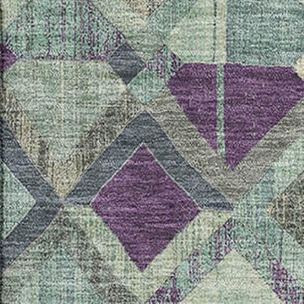 HomeRoots 8' Pale Aqua and Purple Geometric Area Rug - Washable, UV-Protected, Non-Slip and Stain-Resistant! 692908