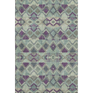 HomeRoots 9' X 12' Durable Pale Aqua & Purple Geometric Area Rug - Washable, Stain-Resistant, UV Protected! 692909