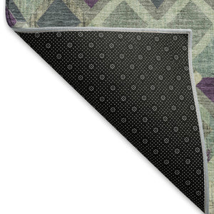 HomeRoots 9' X 12' Durable Pale Aqua & Purple Geometric Area Rug - Washable, Stain-Resistant, UV Protected! 692909