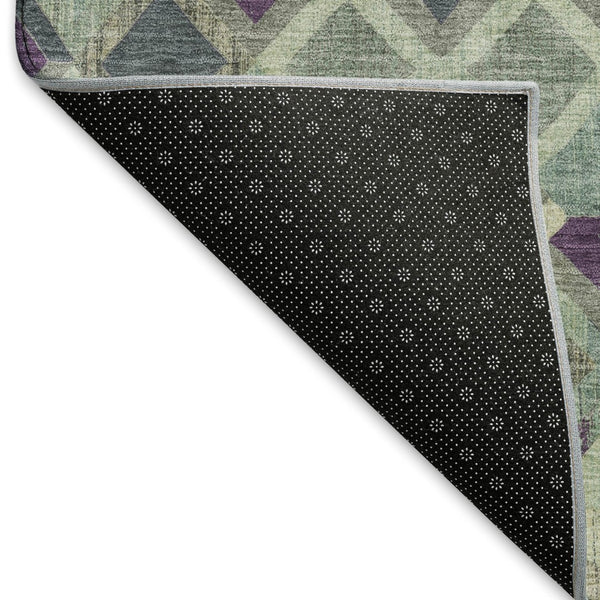 HomeRoots 9' X 12' Durable Pale Aqua & Purple Geometric Area Rug - Washable, Stain-Resistant, UV Protected! 692909
