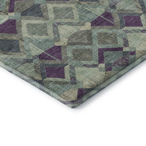 HomeRoots 9' X 12' Durable Pale Aqua & Purple Geometric Area Rug - Washable, Stain-Resistant, UV Protected! 692909