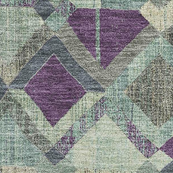 HomeRoots 9' X 12' Durable Pale Aqua & Purple Geometric Area Rug - Washable, Stain-Resistant, UV Protected! 692909