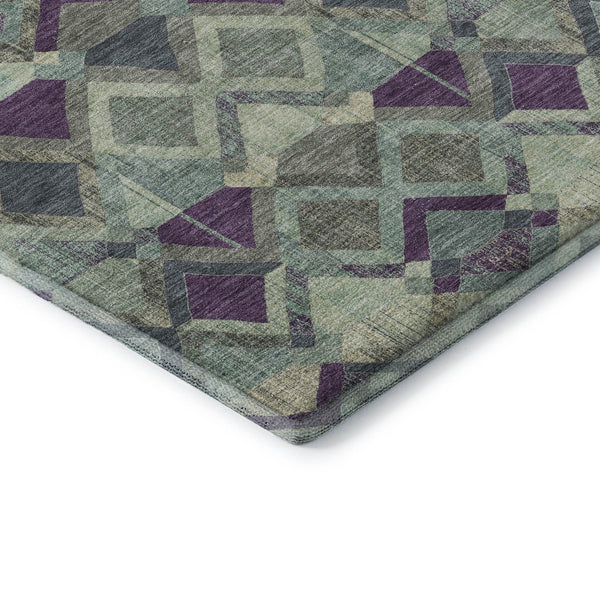 HomeRoots 10' X 14' Stylish Pale Aqua & Purple Geometric Area Rug - Washable, UV Protected, Stain Resistant! 692910
