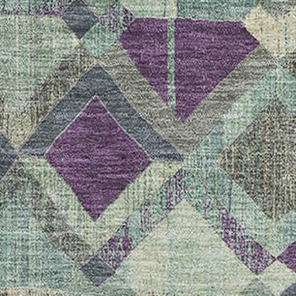 HomeRoots 10' X 14' Stylish Pale Aqua & Purple Geometric Area Rug - Washable, UV Protected, Stain Resistant! 692910