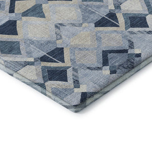 HomeRoots 9' X 12' Sky Blue Geometric Area Rug - Durable, Stain-Resistant, UV-Protected for Modern Homes 692915