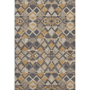 HomeRoots 9' X 12' Modern Wheat Charcoal Ivory Geometric Washable Area Rug with UV Protection & Non-Slip Backing 692921