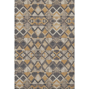 HomeRoots 9' X 12' Modern Wheat Charcoal Ivory Geometric Washable Area Rug with UV Protection & Non-Slip Backing 692921
