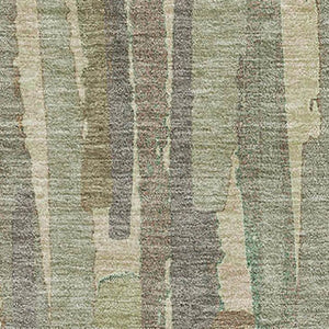 HomeRoots 5' X 8' Striped Area Rug in Artichoke Green & Beige – Durable, UV Protected, Stain Resistant Design 692924