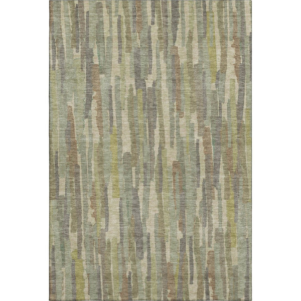 HomeRoots 8' Artichoke Green Copper Striped Washable Area Rug – Durable, Stylish, UV Protected for High-Traffic Use 692926
