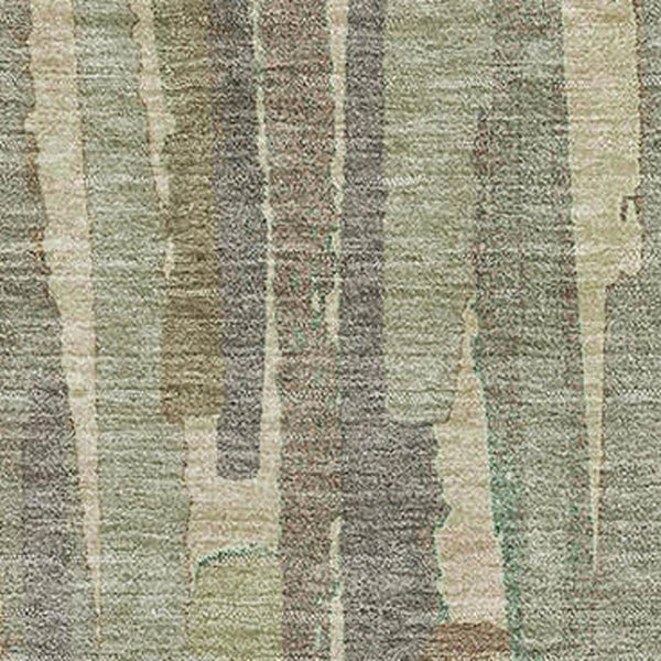 HomeRoots 8' Artichoke Green Copper Striped Washable Area Rug – Durable, Stylish, UV Protected for High-Traffic Use 692926