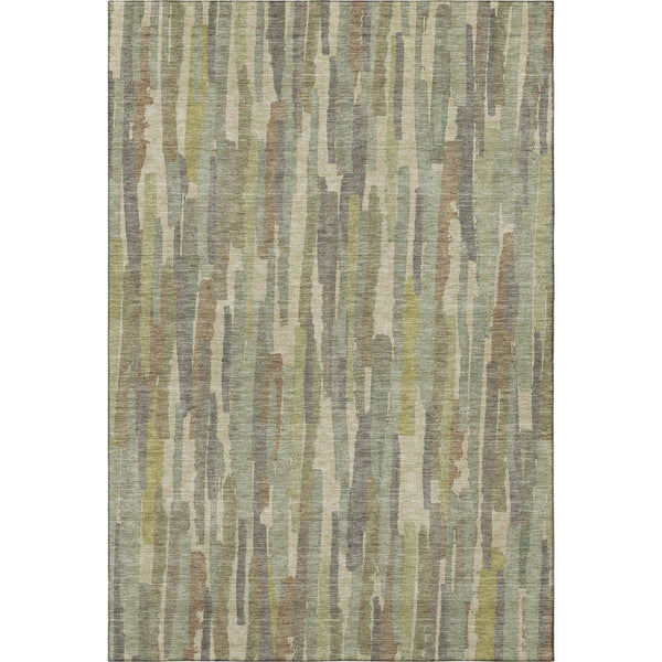 HomeRoots 8' Artichoke Green Copper Striped Washable Area Rug – Durable, Stylish, UV Protected for High-Traffic Use 692926