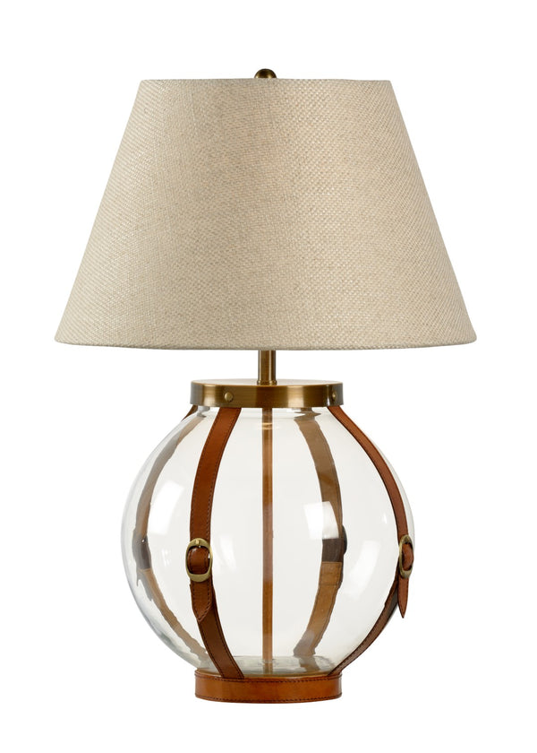 Chelsea House Sierra Chestnut Leather & Coffee Bronze Glass Table Lamp — 25.5" Sculptural Globe Light For Living Rooms Bedrooms Offices 69293