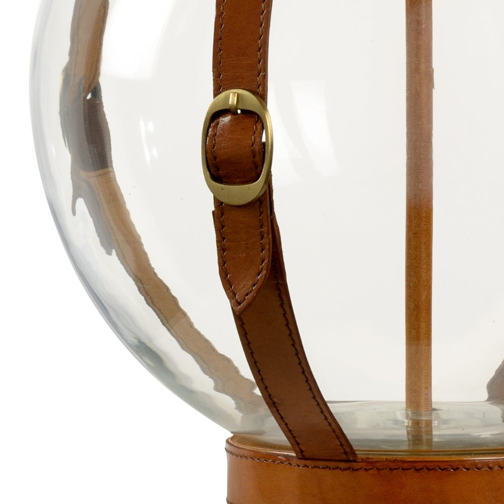 Chelsea House Sierra Chestnut Leather & Coffee Bronze Glass Table Lamp — 25.5" Sculptural Globe Light For Living Rooms Bedrooms Offices 69293