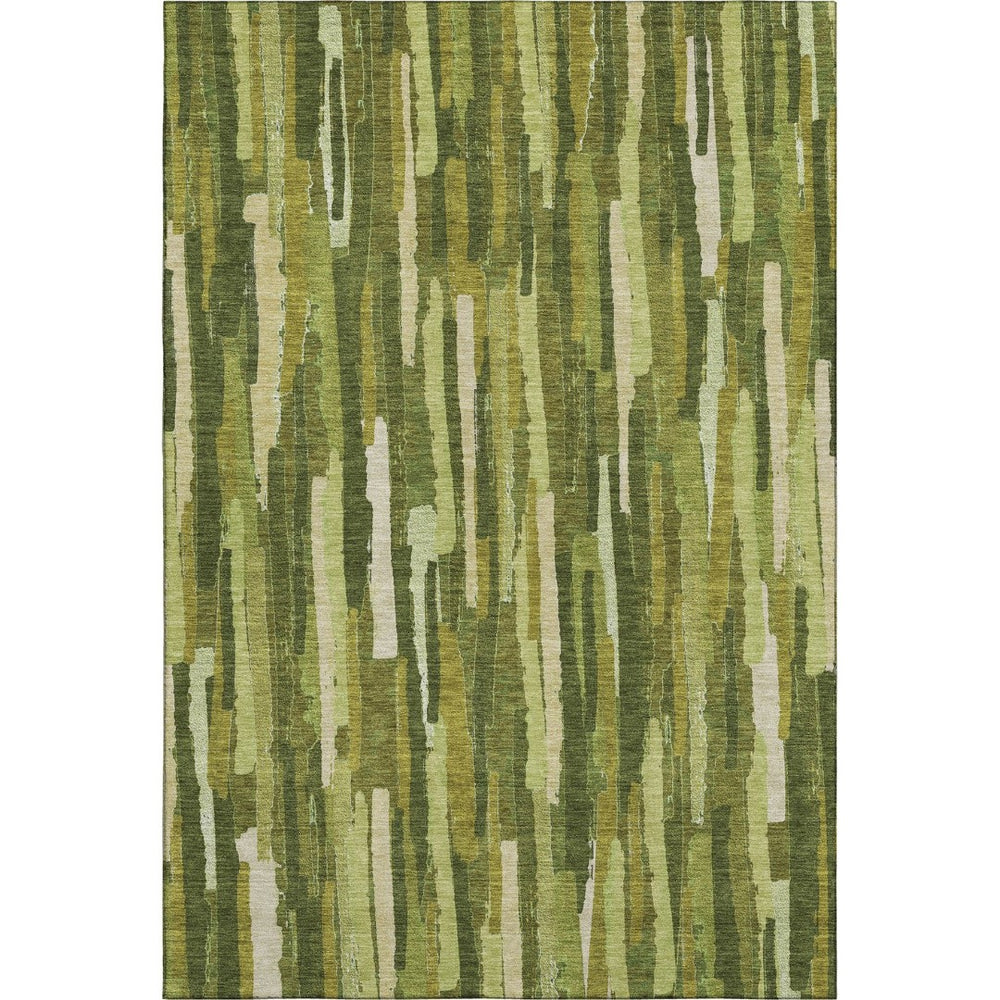 HomeRoots 8' Washable Green and Ivory Striped Area Rug with UV Protection for High-Traffic Spaces & Style 692932