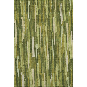 HomeRoots 10' x 14' Striped Washable Area Rug - Green & Ivory Design with UV Protection for Easy Care & Style 692934