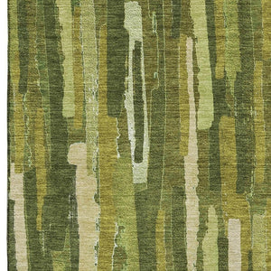 HomeRoots 10' x 14' Striped Washable Area Rug - Green & Ivory Design with UV Protection for Easy Care & Style 692934