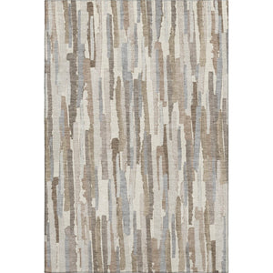 HomeRoots 8' Striped Washable Area Rug in Ivory Gray Brown - Durable, UV-Protected, Easy-Care Design for Homes 692938