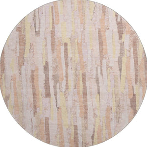 HomeRoots 8' X 8' Colorful Striped Round Rug with UV Protection – Stain-Resistant, Washable & Durable Design 692949