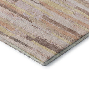 HomeRoots 8' Washable Striped Area Rug in Pink, Yellow & Peach - UV Protected, Stain Resistant, Non-Slip Design 692950