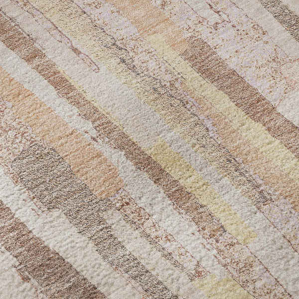 HomeRoots 8' Washable Striped Area Rug in Pink, Yellow & Peach - UV Protected, Stain Resistant, Non-Slip Design 692950