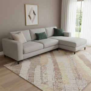 HomeRoots 8' Washable Striped Area Rug in Pink, Yellow & Peach - UV Protected, Stain Resistant, Non-Slip Design 692950