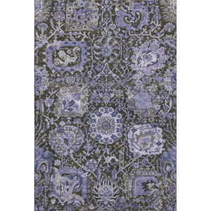 HomeRoots 5' Elegant Purple Gray Silver Damask Area Rug - Washable, Stain-Resistant, UV Protected & Durable 692978