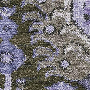 HomeRoots 5' Elegant Purple Gray Silver Damask Area Rug - Washable, Stain-Resistant, UV Protected & Durable 692978