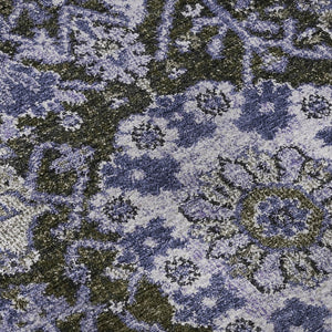 HomeRoots 8' X 8' Stylish Purple Gray Silver Damask Washable Round Rug - UV Protected & Stain Resistant Comfort 692979