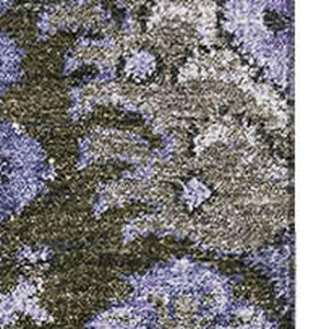 HomeRoots 9' Stylish Purple Gray Silver Damask Area Rug – Washable, UV Protected, Ideal for High-Traffic Spaces 692981
