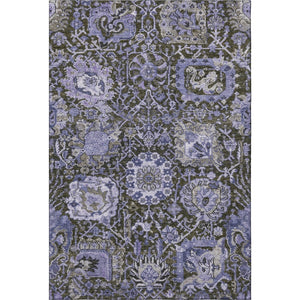 HomeRoots 10' Stylish Purple Gray Silver Damask Area Rug - Washable, UV Protected, Perfect for Family Spaces! 692982