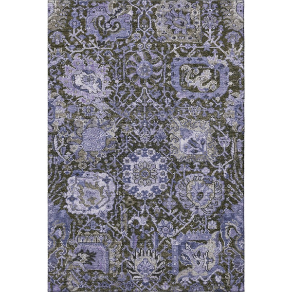 HomeRoots 10' Stylish Purple Gray Silver Damask Area Rug - Washable, UV Protected, Perfect for Family Spaces! 692982