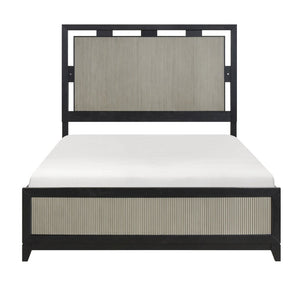 English Elm Contemporary Reeded Panel Platform Bed with Led Backlit Headboard for Modern Bedrooms B011S02288