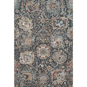 HomeRoots 5' X 8' Washable Area Rug in Taupe, Teal & Brown - UV Protected, Durable Floral Design for Homes 692990