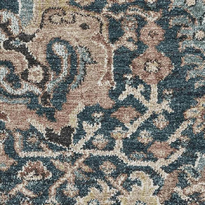 HomeRoots 8' Stylish Floral Washable Area Rug in Taupe, Teal & Brown - UV Protection, Stain Resistant, Durable 692992