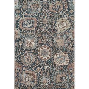 HomeRoots 10' X 14' Floral Area Rug in Taupe, Teal & Brown - Washable, UV-Protected, Stain-Resistant Design 692994