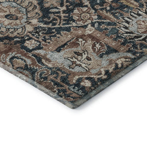HomeRoots 10' X 14' Floral Area Rug in Taupe, Teal & Brown - Washable, UV-Protected, Stain-Resistant Design 692994